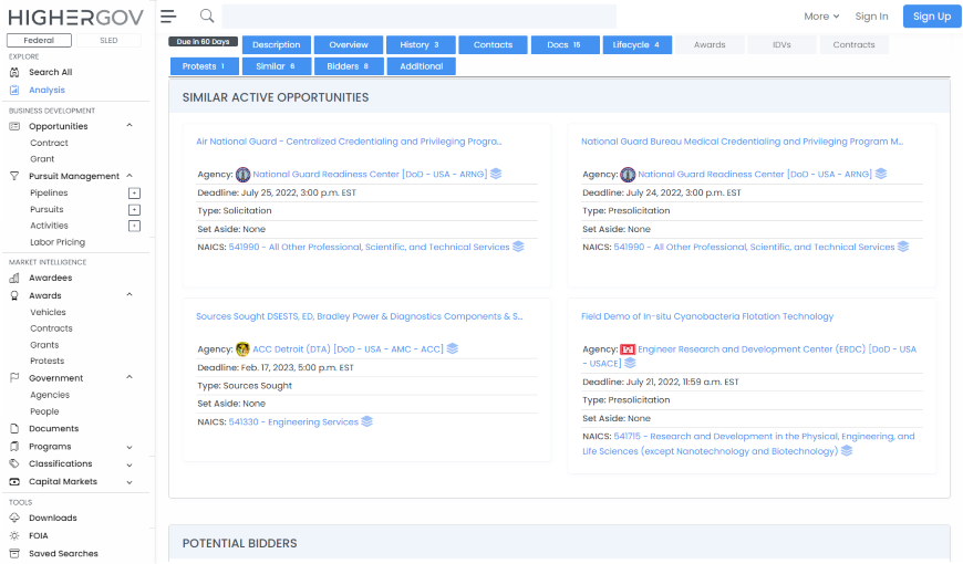 Similar Federal Contract Opportunities